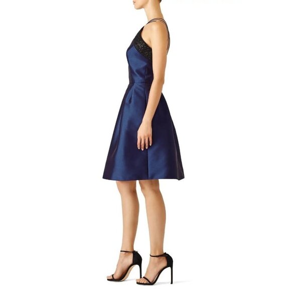 Theia Navy Blue Strappy Halter Dress $595 - Picture 2 of 7